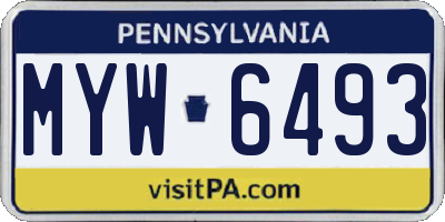 PA license plate MYW6493