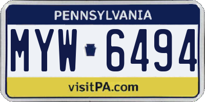 PA license plate MYW6494