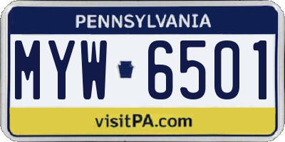 PA license plate MYW6501