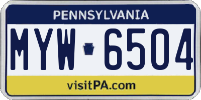 PA license plate MYW6504