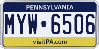 PA license plate MYW6506