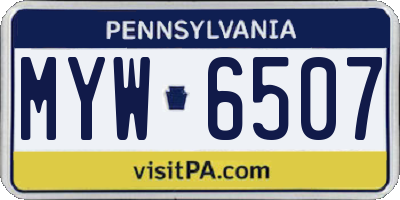 PA license plate MYW6507