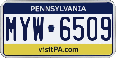 PA license plate MYW6509