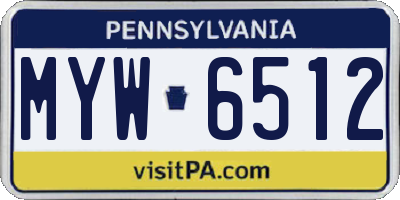 PA license plate MYW6512