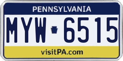 PA license plate MYW6515