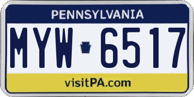 PA license plate MYW6517