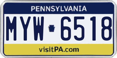 PA license plate MYW6518