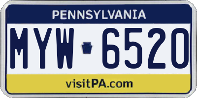 PA license plate MYW6520