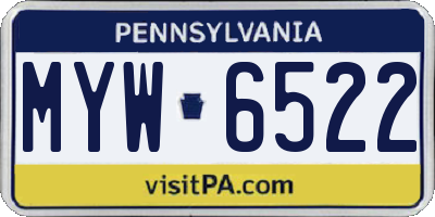PA license plate MYW6522