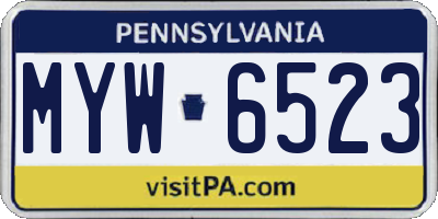 PA license plate MYW6523