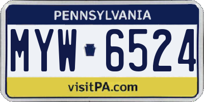 PA license plate MYW6524