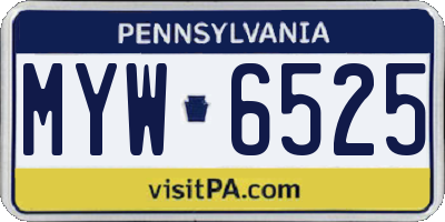 PA license plate MYW6525