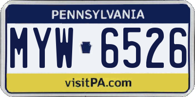 PA license plate MYW6526