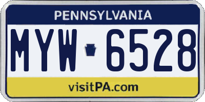 PA license plate MYW6528
