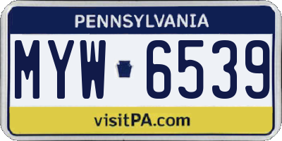 PA license plate MYW6539