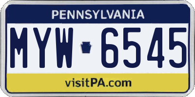 PA license plate MYW6545