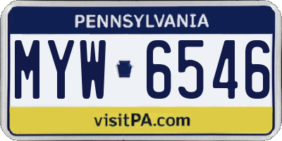 PA license plate MYW6546
