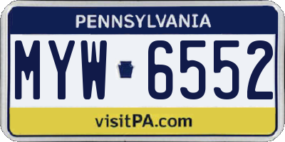 PA license plate MYW6552