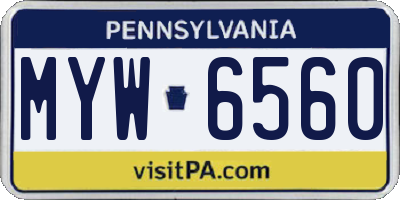 PA license plate MYW6560