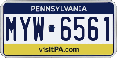 PA license plate MYW6561