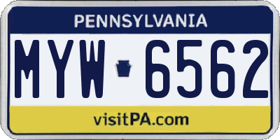 PA license plate MYW6562
