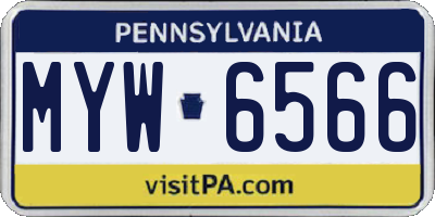 PA license plate MYW6566