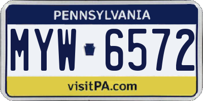 PA license plate MYW6572