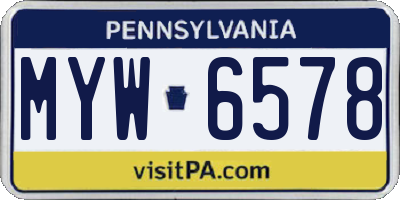 PA license plate MYW6578