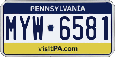 PA license plate MYW6581