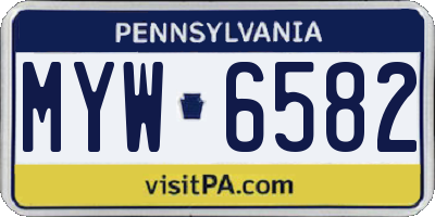 PA license plate MYW6582