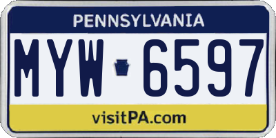 PA license plate MYW6597