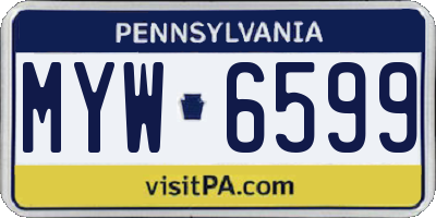 PA license plate MYW6599