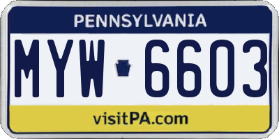 PA license plate MYW6603