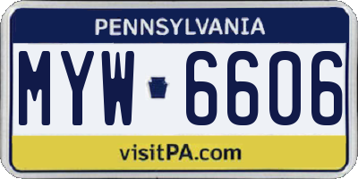 PA license plate MYW6606