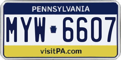 PA license plate MYW6607