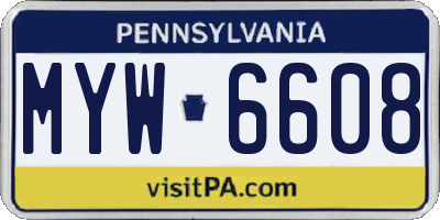 PA license plate MYW6608