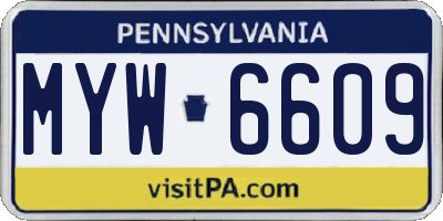 PA license plate MYW6609