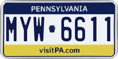PA license plate MYW6611