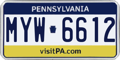 PA license plate MYW6612