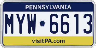 PA license plate MYW6613