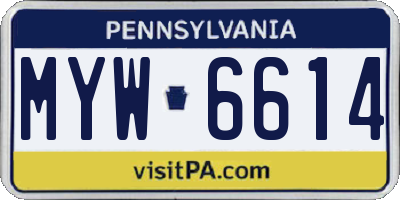 PA license plate MYW6614