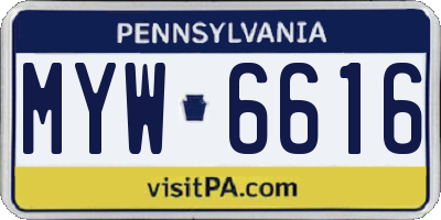 PA license plate MYW6616