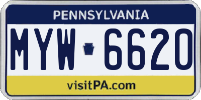 PA license plate MYW6620