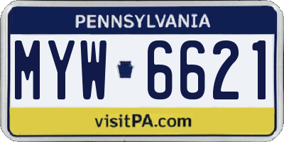 PA license plate MYW6621