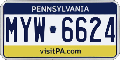 PA license plate MYW6624