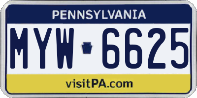 PA license plate MYW6625