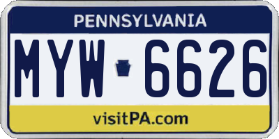 PA license plate MYW6626