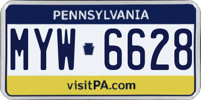 PA license plate MYW6628