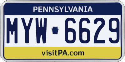 PA license plate MYW6629