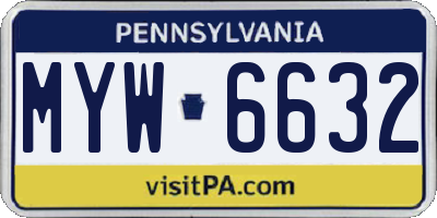 PA license plate MYW6632